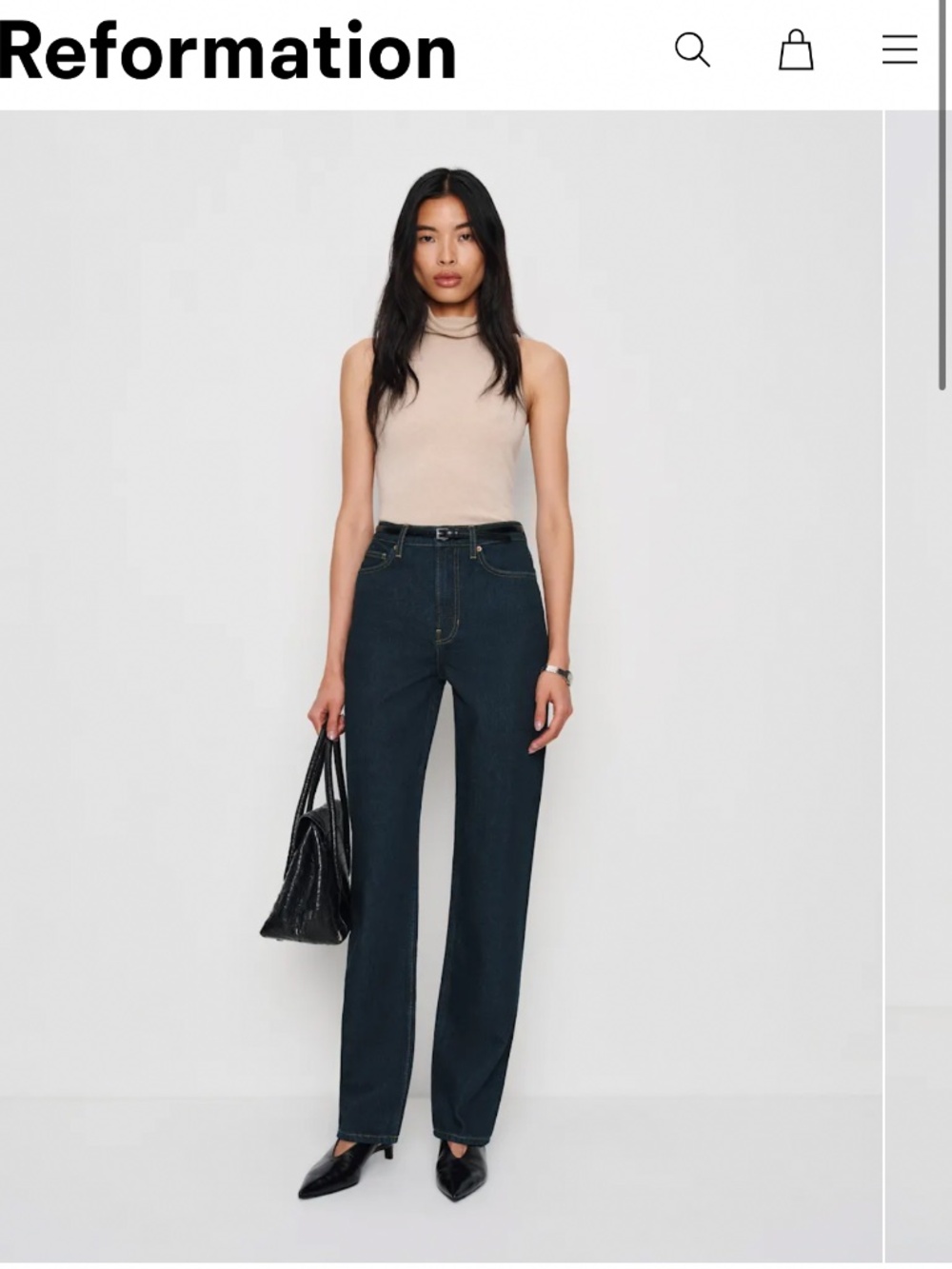 Reformation Harriet High Rise Relaxed Straight Jeans Blue - Size 31